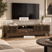 TV Meubel - Met Lattenstructuur – 170 cm – Walnoot