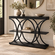 Console Tafel – Houten Sidetable met Metalen Frame – Wandtafel voor Hal & Woonkamer - 100x30x80cm