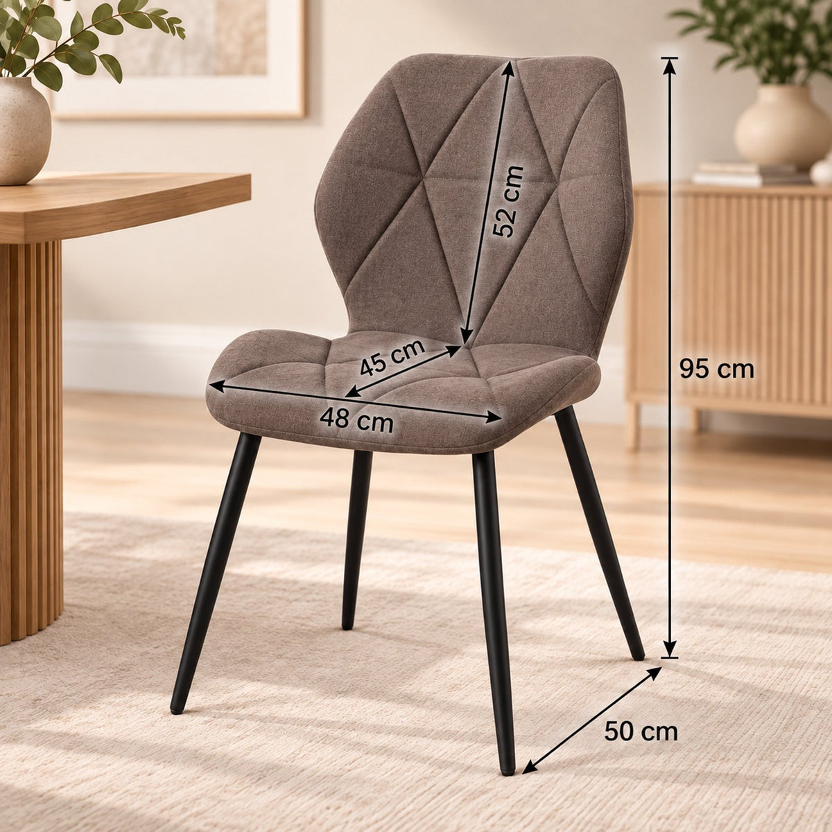 Eetkamerstoelen – Set van 4 – Ergonomisch – Metalen Poten – Bruin