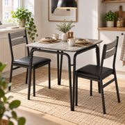 Eetkamerset voor 2 Personen – Compacte Keukentafel met 2 Stoelen – Ruimtebesparend – Zwart Houtlook