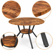 Ronde Eettafel - Ø 120 cm - Met Opbergvak - 4-6 Personen - Metalen Onderstel - Industrieel & Modern - Houtlook