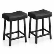 Barkrukken Set van 2 - 61 cm - Kunstleer - Met Voetensteun - Zwart