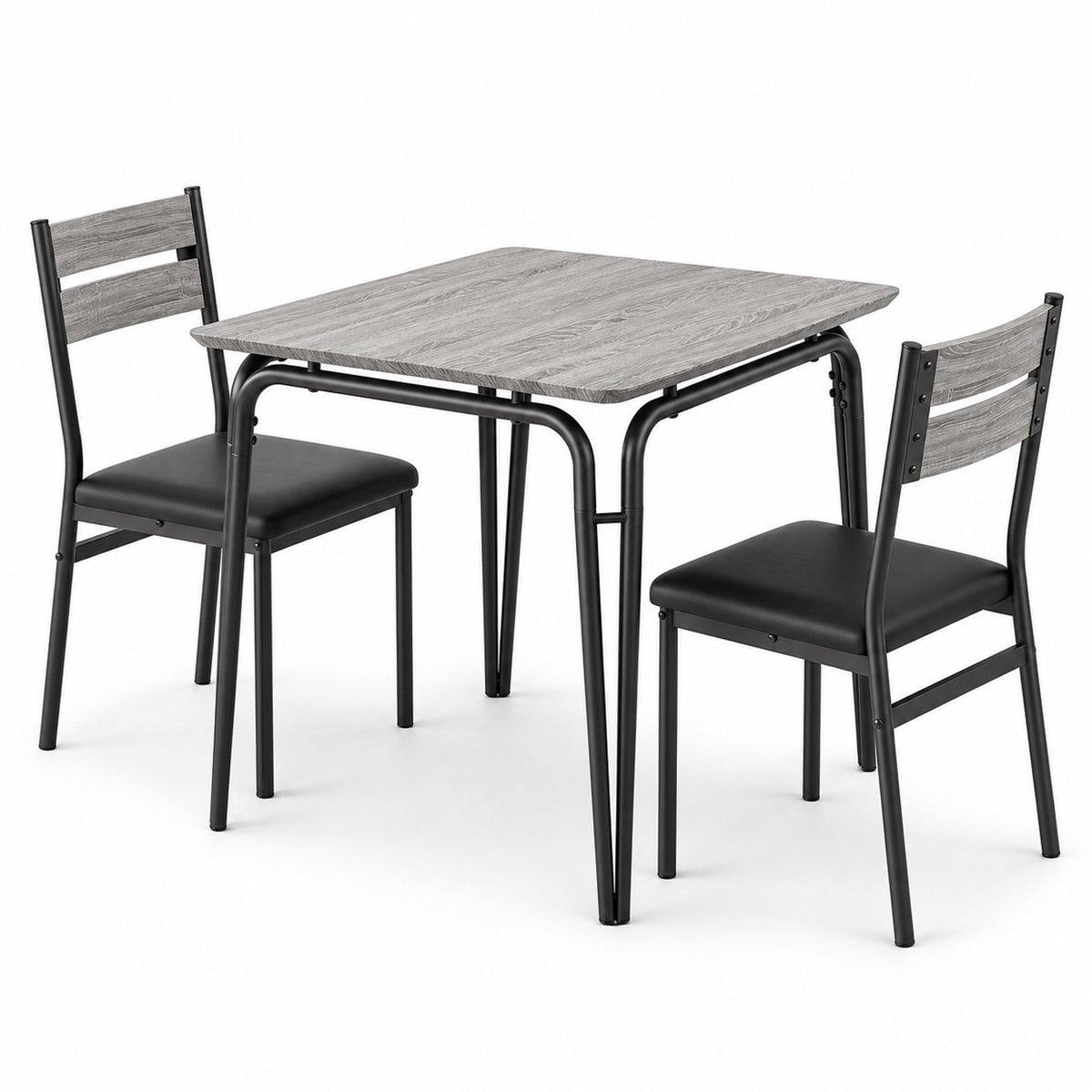 Eetkamerset voor 2 Personen – Compacte Keukentafel met 2 Stoelen – Ruimtebesparend – Zwart Houtlook