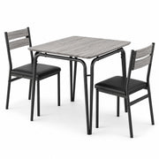 Eetkamerset voor 2 Personen – Compacte Keukentafel met 2 Stoelen – Ruimtebesparend – Zwart Houtlook