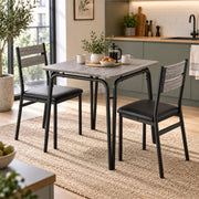 Eetkamerset voor 2 Personen – Compacte Keukentafel met 2 Stoelen – Ruimtebesparend – Zwart Houtlook