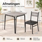 Eetkamerset voor 2 Personen – Compacte Keukentafel met 2 Stoelen – Ruimtebesparend – Zwart Houtlook