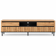 TV Meubel 180 cm – Met 2 Lades & 2 Klapdeuren – Hout & Zwart Metaal – Eiken Look