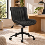 Bureaustoel - 360° Draaibaar – Gestoffeerde Design Stoel met Gegolfde Rugleuning – Compacte Thuiswerkstoel – 60 x 63 x 79 cm – Zwart