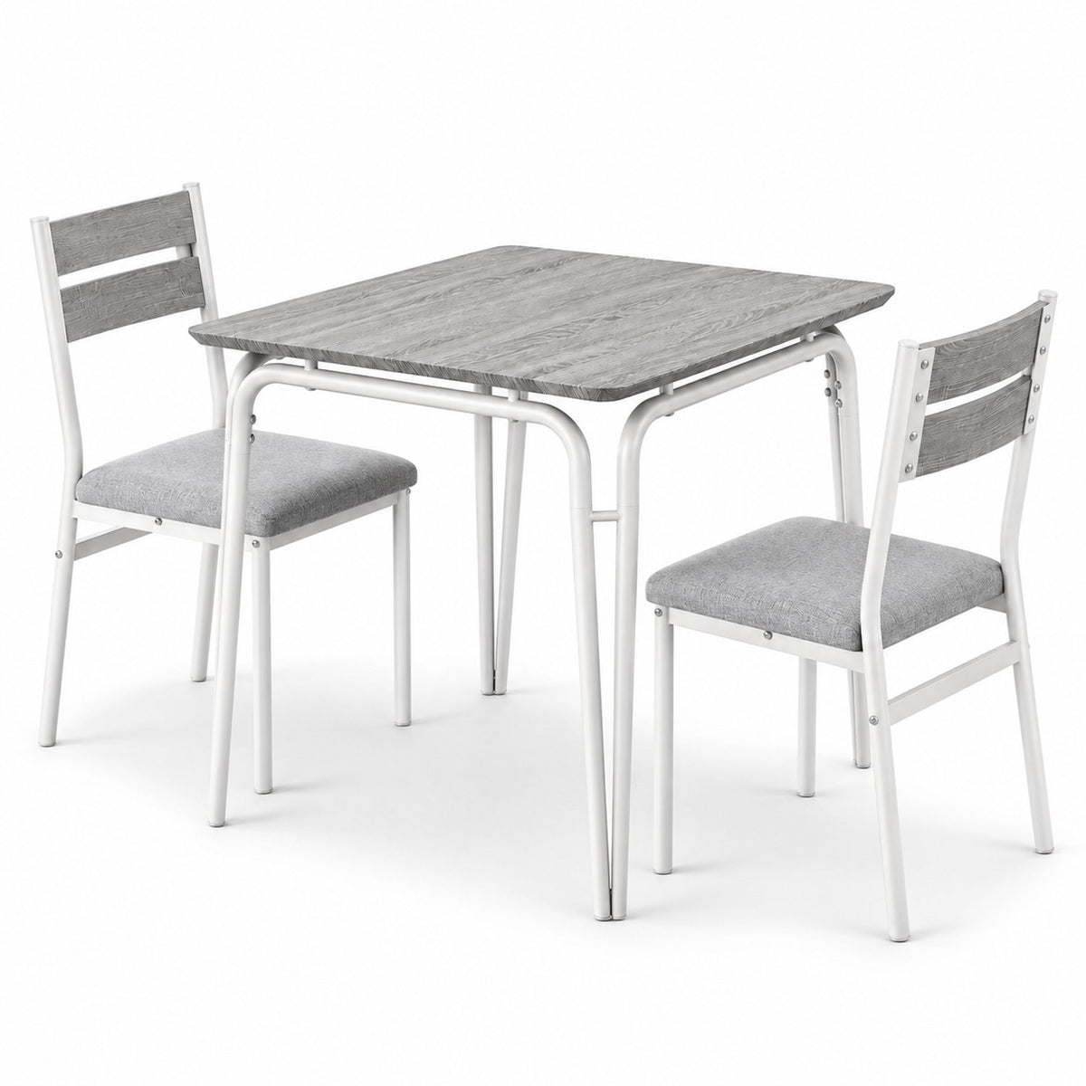Eetkamerset voor 2 Personen – Compacte Keukentafel met 2 Stoelen – Ruimtebesparend – Wit Houtlook