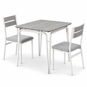 Eetkamerset voor 2 Personen – Compacte Keukentafel met 2 Stoelen – Ruimtebesparend – Wit Houtlook