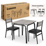 Eetkamerset voor 2 Personen – Compacte Keukentafel met 2 Stoelen – Ruimtebesparend – Zwart Houtlook