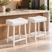 Barkrukken Set van 2 - 61 cm - Kunstleer - Met Voetensteun - Wit