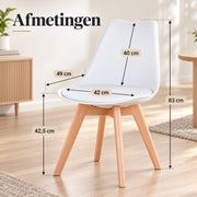 Eetkamerstoelen Set van 4 - Scandinavische Kuipstoelen - Houten Poten - Met Zitkussen - Moderne Eetkamerstoel – Wit