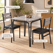 Eetkamerset voor 2 Personen – Compacte Keukentafel met 2 Stoelen – Ruimtebesparend – Zwart Houtlook