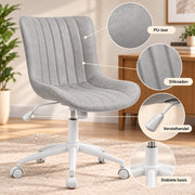 Bureaustoel - 360° Draaibaar – Gestoffeerde Design Stoel met Gegolfde Rugleuning – Compacte Thuiswerkstoel – 60 x 63 x 79 cm – Grijs