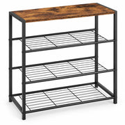 Schoenenrek 3-Laags - Schoenenkast met Houten Bovenblad - Metalen Schoenenrek - 63 x 30 x 63 cm - Industrieel Bruin/Zwart
