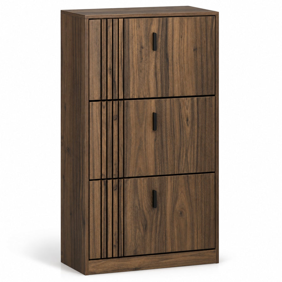 Schoenenkast – Schoenenrek voor 18 Paar – Ruimtebesparend – 117 x 24 x 63 cm – Donker Walnoot
