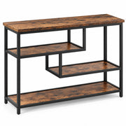 Consoletafel – Sidetable met 3 Opbergniveaus – Industrieel – Bruin/Zwart – 100 x 30 x 75 cm
