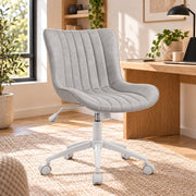 Bureaustoel - 360° Draaibaar – Gestoffeerde Design Stoel met Gegolfde Rugleuning – Compacte Thuiswerkstoel – 60 x 63 x 79 cm – Grijs