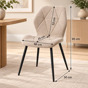 Eetkamerstoelen – Set van 4 – Ergonomisch – Metalen Poten – Beige