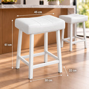 Barkrukken Set van 2 - 61 cm - Kunstleer - Met Voetensteun - Wit