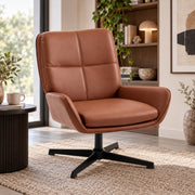 Fauteuil – 360° Draaibaar – PU Leer – Draaistoel met Armleuningen - Bruin