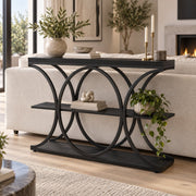 Console Tafel – Houten Sidetable met Metalen Frame – Wandtafel voor Hal & Woonkamer - 100x30x80cm
