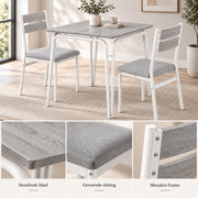 Eetkamerset voor 2 Personen – Compacte Keukentafel met 2 Stoelen – Ruimtebesparend – Wit Houtlook