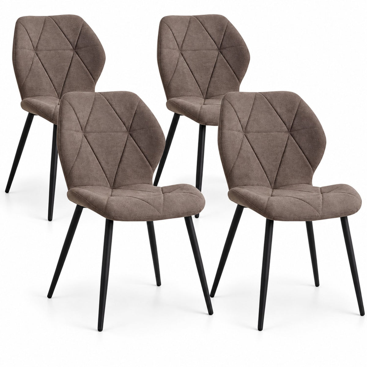 Eetkamerstoelen – Set van 4 – Ergonomisch – Metalen Poten – Bruin