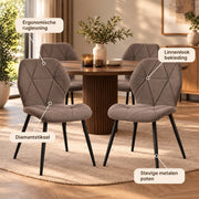 Eetkamerstoelen – Set van 4 – Ergonomisch – Metalen Poten – Bruin