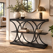 Console Tafel – Houten Sidetable met Metalen Frame – Wandtafel voor Hal & Woonkamer - 100x30x80cm