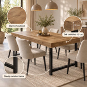 Eettafel - 140 cm - Industrieel - Hout & Zwart Metaal