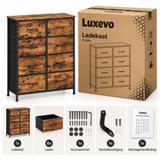 Ladekast - 8 Lades – Dressoir – 76,7 x 30 x 95,2 cm – Stalen Frame & MDF – Vintage Bruin/Zwart – Opbergkast