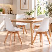 Eetkamerstoelen Set van 4 - Scandinavische Kuipstoelen - Houten Poten - Met Zitkussen - Moderne Eetkamerstoel – Wit