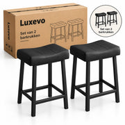 Barkrukken Set van 2 - 61 cm - Kunstleer - Met Voetensteun - Zwart