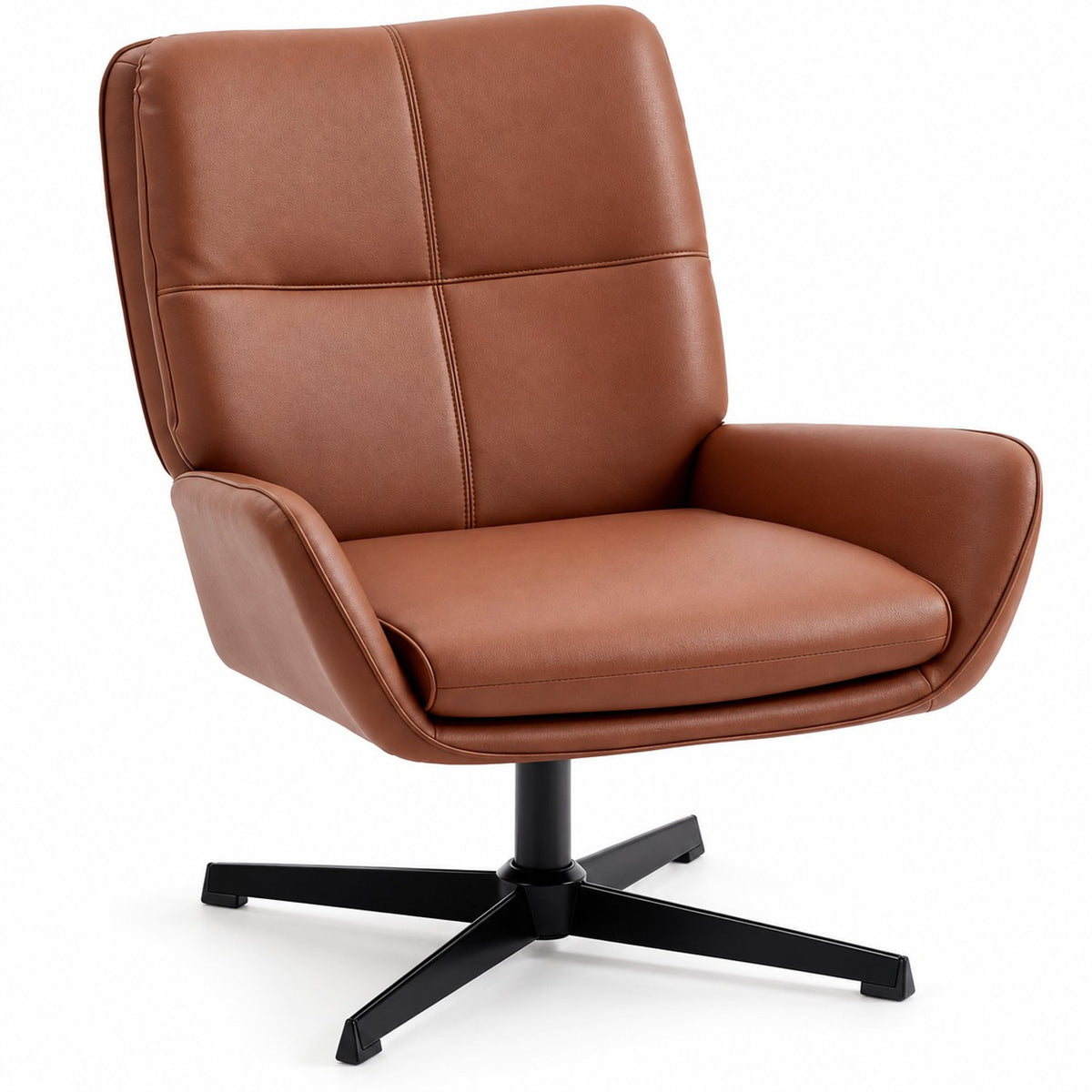 Fauteuil – 360° Draaibaar – PU Leer – Draaistoel met Armleuningen - Bruin