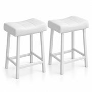 Barkrukken Set van 2 - 61 cm - Kunstleer - Met Voetensteun - Wit