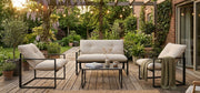 4 Delige Lounge Set – Tuinset voor 4 Personen met Salontafel & Extra Dikke Kussens - Beige