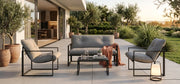 4 Delige Lounge Set – Tuinset voor 4 Personen met Salontafel & Extra Dikke Kussens - Zwart