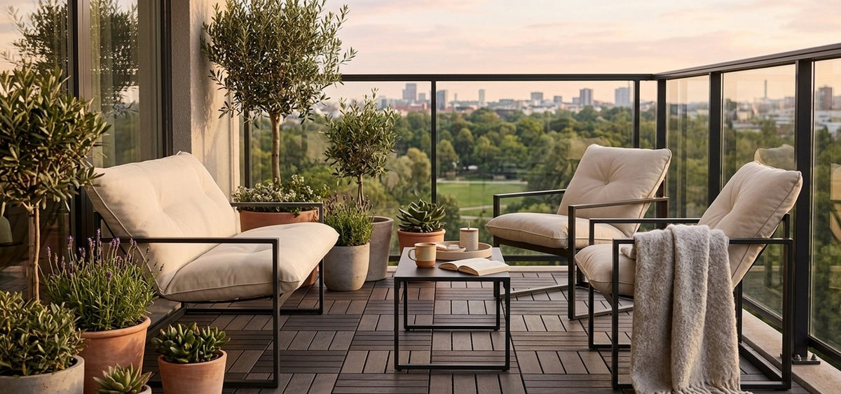 4 Delige Lounge Set – Tuinset voor 4 Personen met Salontafel & Extra Dikke Kussens - Beige