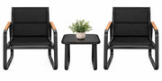 3 Delige Bistro Set – Tuinset met Glazen Tafel & Mesh Stoelen – Weerbestendige Outdoor Set voor Balkon, Tuin & Terras