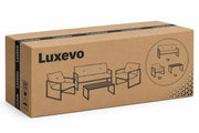 4 Delige Lounge Set – Tuinset voor 4 Personen met Salontafel & Extra Dikke Kussens - Beige