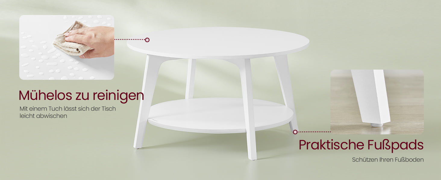 Ronde Salontafel 2-Laags 80 cm - Wit Woonkamer Tafel