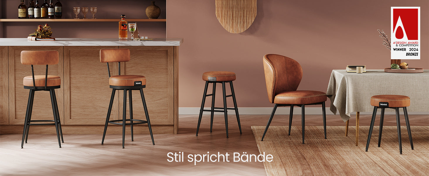 Set Van 2 Draaibare Barkrukken Met Rugleuning - Faux Leather