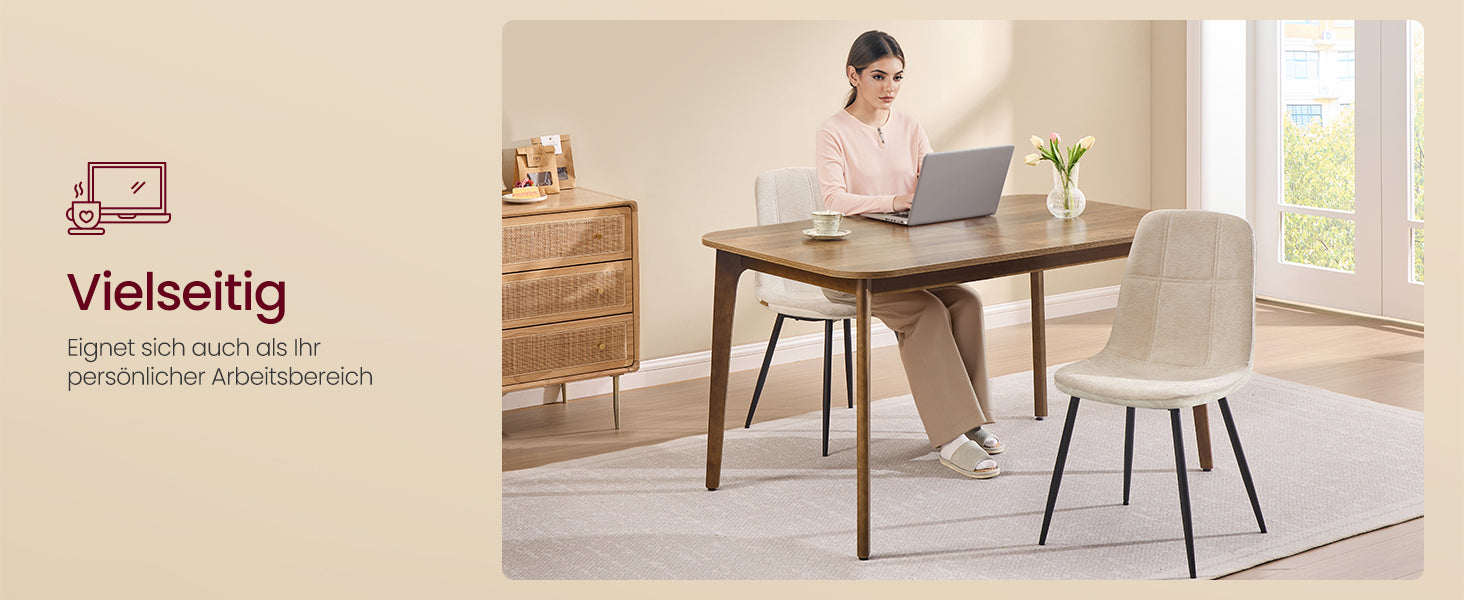 Eetkamerstoelen Set van 2 - Crème Wit Metalen Poten