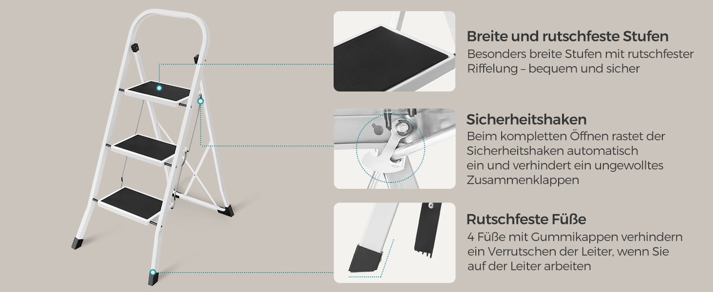 3-Traps Ladder - Antislip - Met Handrail