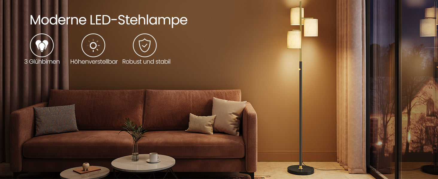 Vloerlamp Met Verstelbare Helderheid - Stoffen Kap