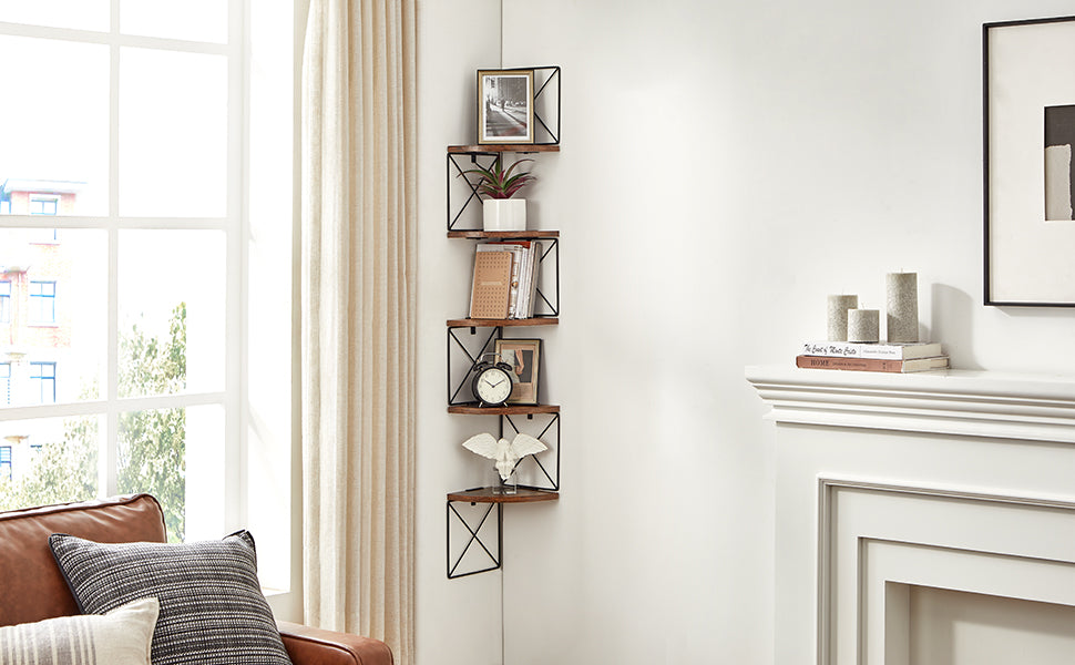 Hoek Wandplank 5-Lagen Zigzag Design - Boekenplank