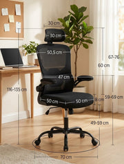Ergonomische Bureaustoel – Mesh Kantoorstoel – Verstelbare Hoofdsteun – Lendensteun – Zwart