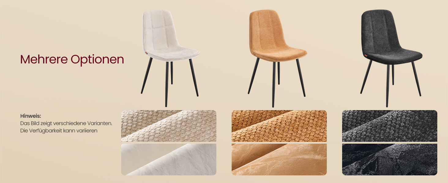 Eetkamerstoelen Set van 2 - Crème Wit Metalen Poten